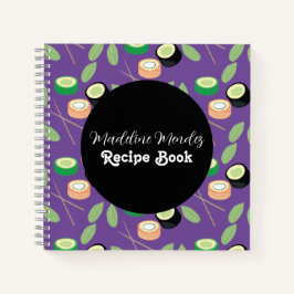 Cuaderno de recetas de chef de comida de sushi