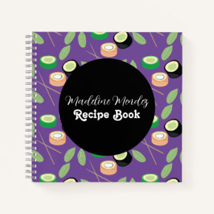 Cuaderno de recetas de chef de comida de sushi