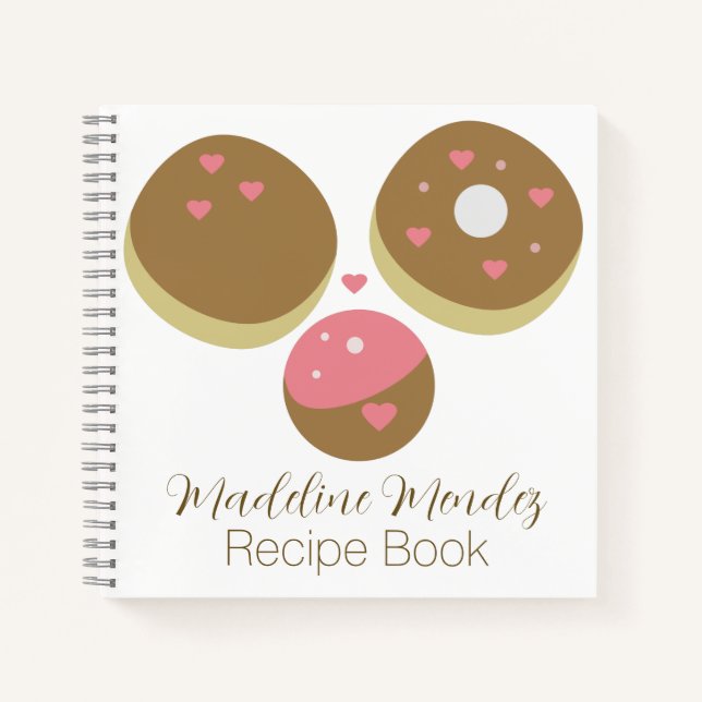 Cuaderno de recetas de comida rosa de Donuts mixto (Anverso)