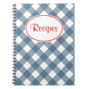 Cuaderno de recetas de cuadros azules