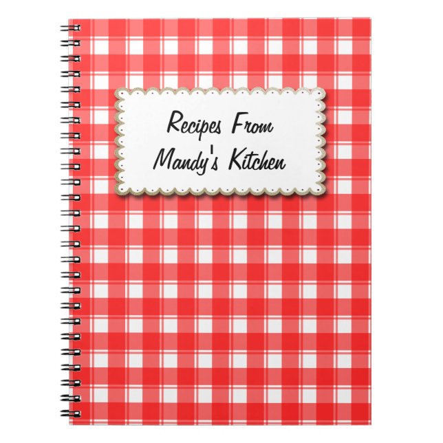 Cuaderno de Recetas de Cuadros Rojo y Blanco Perso (Frente)