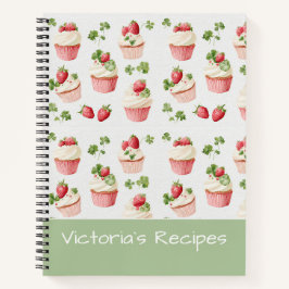 Cuaderno de Recetas de Cupcake de Fresa Personaliz