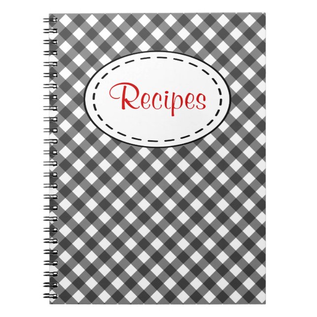 Cuaderno de Recetas de Gingham Negro (Frente)