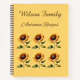 Cuaderno de recetas de girasoles personalizados de