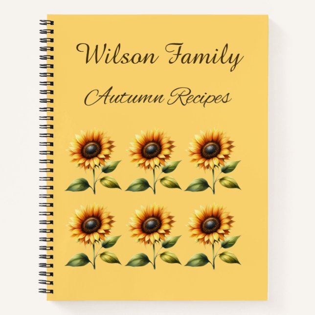 Cuaderno de recetas de girasoles personalizados de (Anverso)