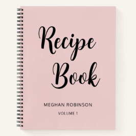 Cuaderno de Recetas de Monograma Rosa de Rubor Fem