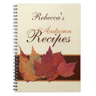Cuaderno de recetas de Naranja marrón seco con hoj