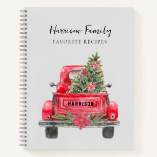 Cuaderno de recetas de Navidad vintage camión rojo