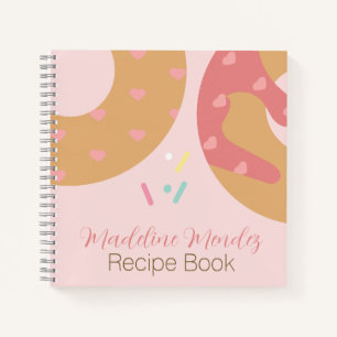 Cuaderno de recetas de panadería rosa de donuts mi