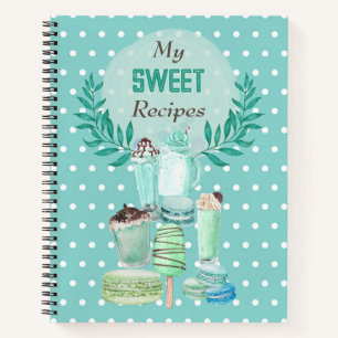 Cuaderno de recetas de patrón de impresión dulce