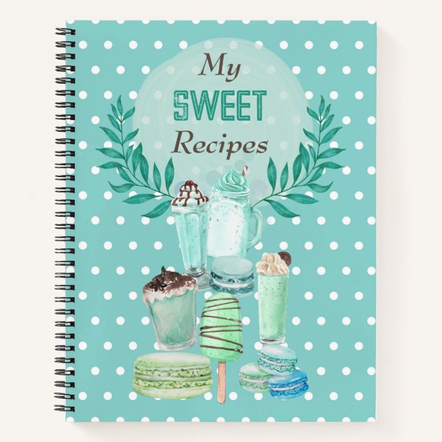 Cuaderno de recetas de patrón de impresión dulce (Anverso)