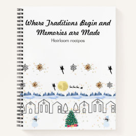 Cuaderno de recetas espirales con temática navideñ