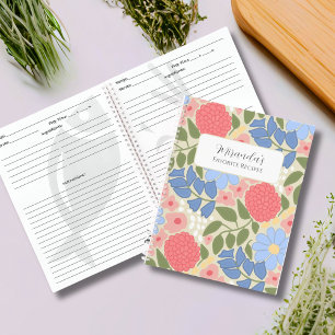Cuaderno de Recetas Favoritas Florales Personaliza