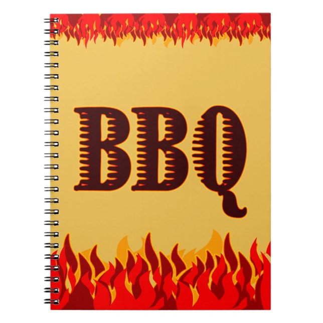 Cuaderno de recetas para barbacoa de llamas rojas (Frente)
