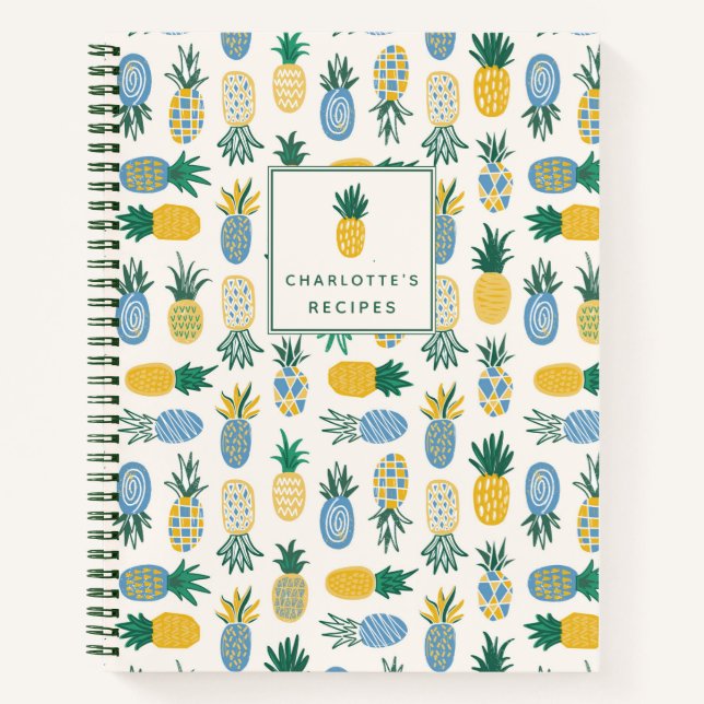 Cuaderno de recetas personalizadas de piña colorid (Anverso)