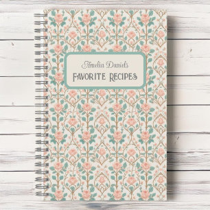 Cuaderno de recetas personalizadas de rosa rosado 