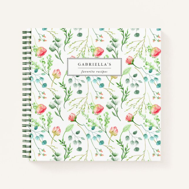 Cuaderno de recetas personalizadas Delicate Blooms (Anverso)