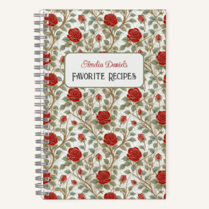 Cuaderno de recetas personalizado de rosa roja vin