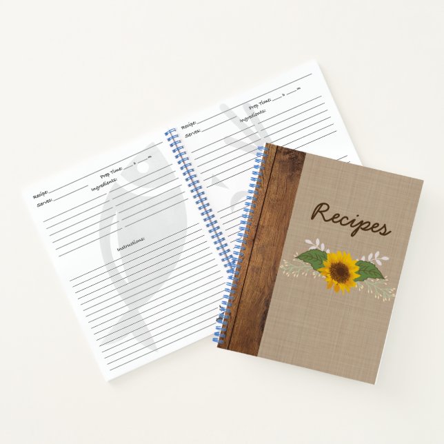 Cuaderno de recetas rusticas de girasol otoñal (Interior)