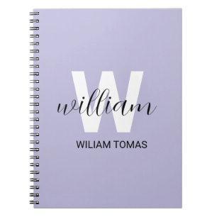 Cuaderno de regalo estético con monograma morado i