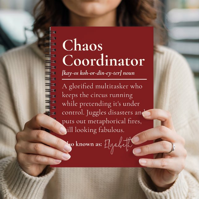 Cuaderno de regalo para jefe coordinador de caos p (Personalized Chaos Coordinator Notebook Gift for Boss, Funny Chaos Coordinator Journal Gift for Team)