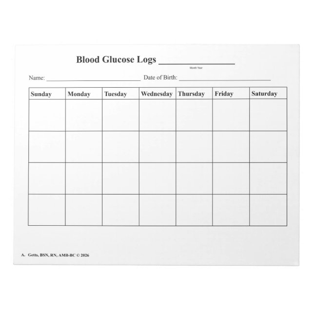 Cuaderno de registro de azúcar en sangre - Estilo  (Frente)