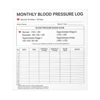 Cuaderno de registro de presión arterial mensual