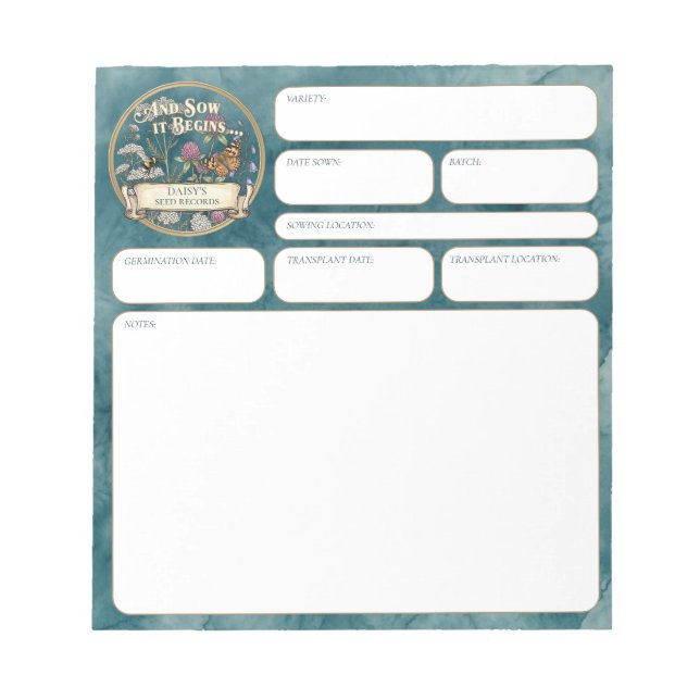 Cuaderno de registro de siembra de semillas para j (Frente)