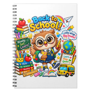 Cuaderno de regreso a clases Kawaii Owl Listo para