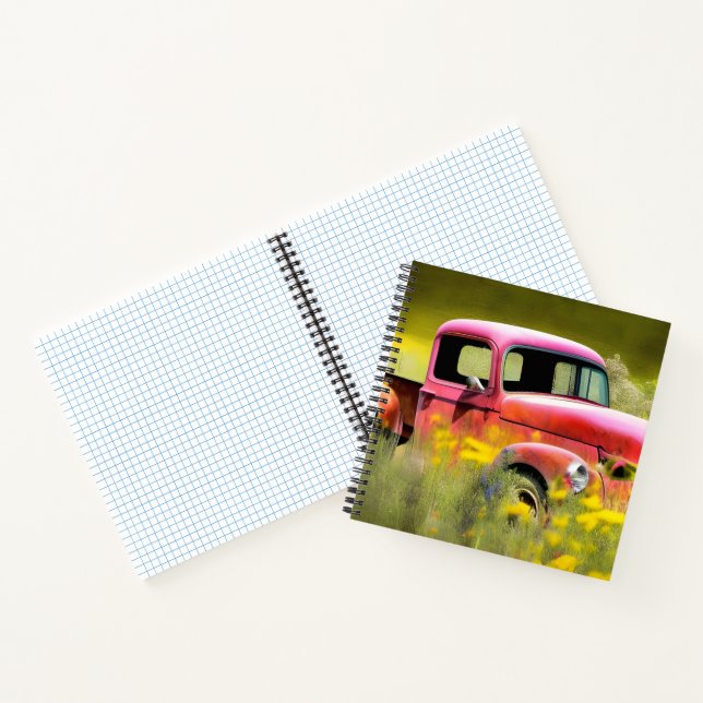 Cuaderno de rejilla de camión rojo abandonado (Interior)
