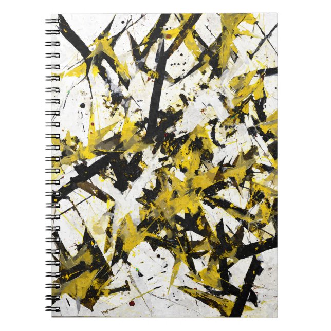 Cuaderno de resumen de ángulo negro amarillo agudo (Frente)