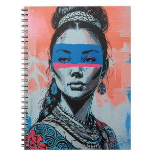 Cuaderno de retrato de mujer de arte pop moderno