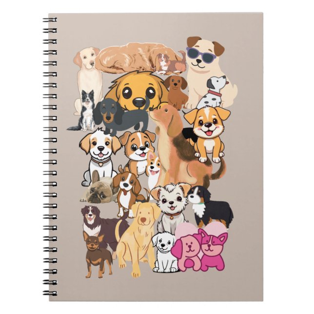 Cuaderno de retrato familiar de perros divertidos (Frente)