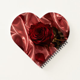 Cuaderno de Rosa Roja sobre Seda Rosa | Regalo del