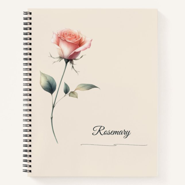 Cuaderno de rosa rosa con nombre personalizado (Anverso)