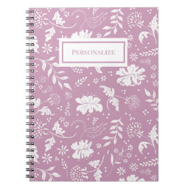 Cuaderno de Rosa y espiral floral blanca turbia