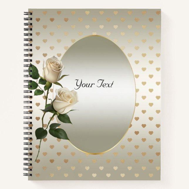 Cuaderno de Rosas Blancas Corazones de Oro (Anverso)