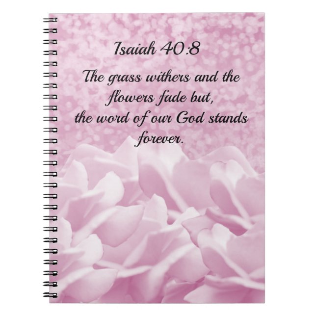 Cuaderno de rosas rosadas del versículo de las Esc (Frente)