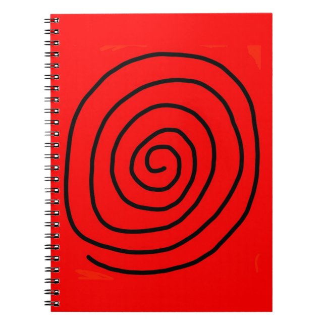 Cuaderno de rueda hipnotizante rojo y negro (Frente)