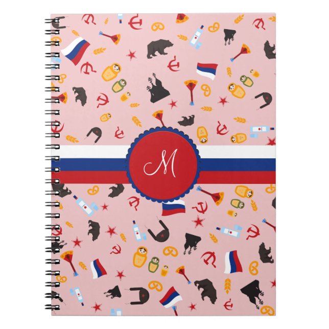 Cuaderno De Rusia con el monograma del ruso del amor (Frente)
