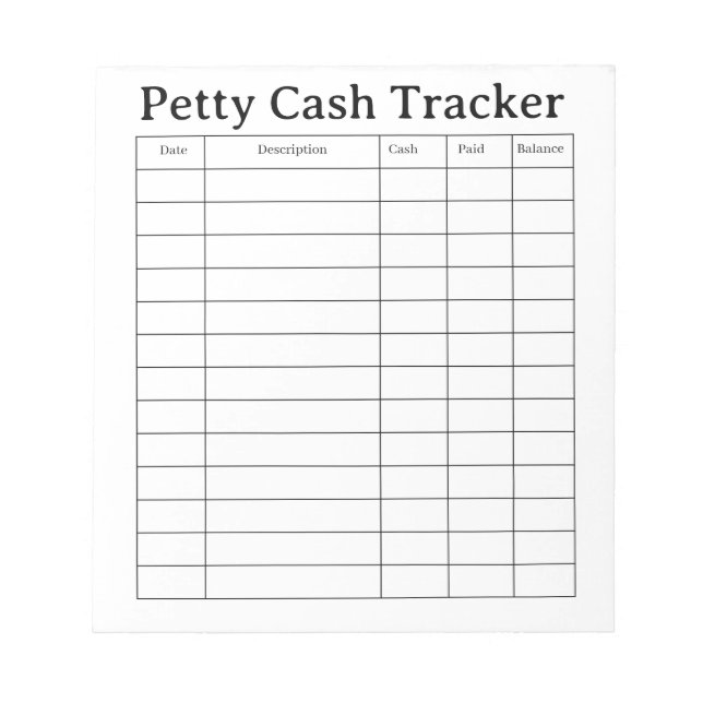 Cuaderno de seguimiento de caja chica (Frente)
