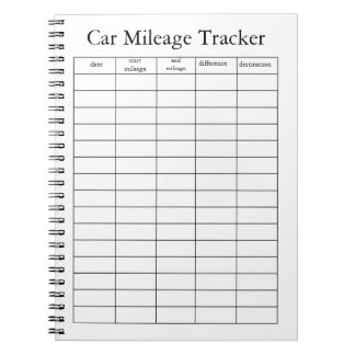 Cuaderno de seguimiento de kilometraje del coche