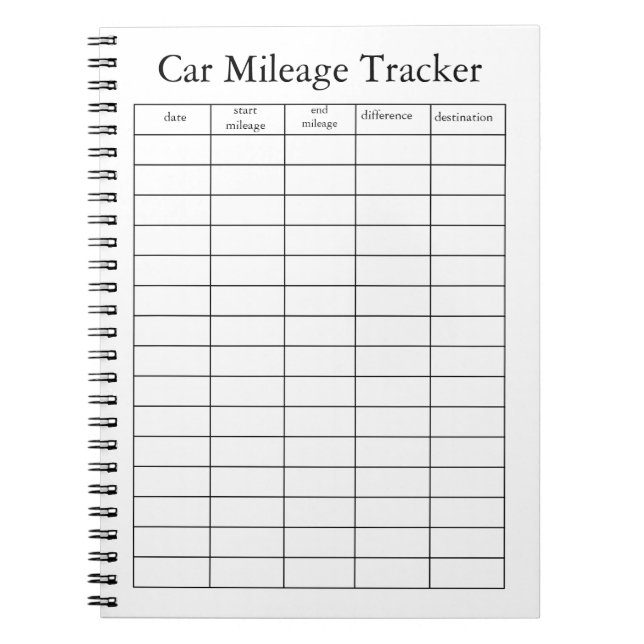 Cuaderno de seguimiento de kilometraje del coche (Frente)