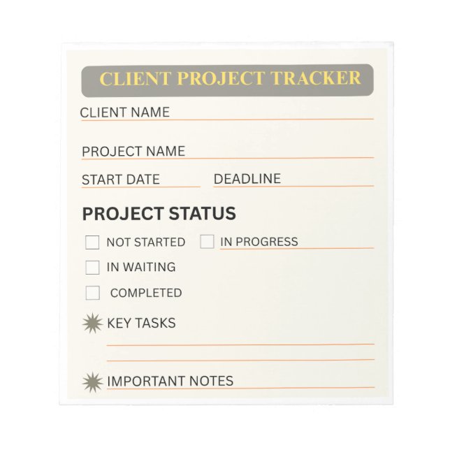 Cuaderno de seguimiento de proyectos de cliente (Frente)