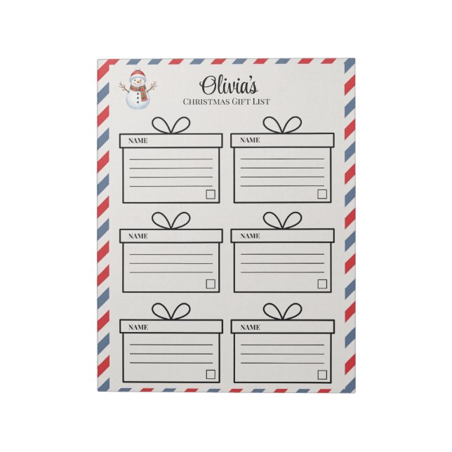 Cuaderno de seguimiento de regalos de Navidad pers (Lado Izquierdo)