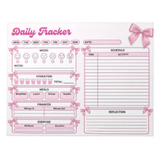 Cuaderno de seguimiento diario Coquette Pink Bow