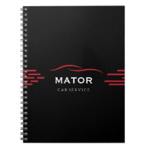 Cuaderno de servicio de coche negro y rojo