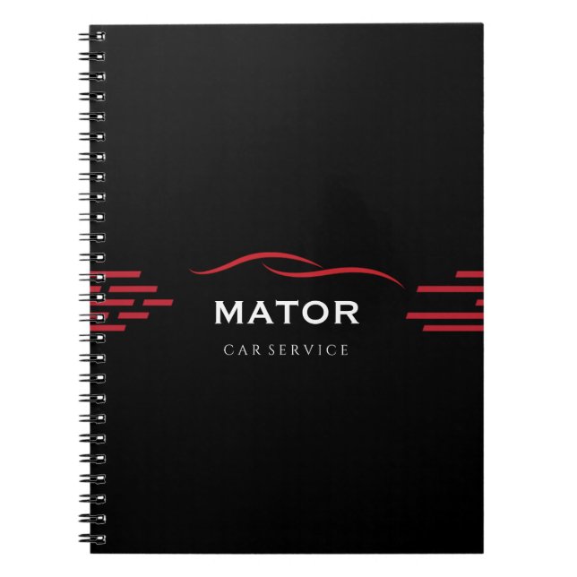 Cuaderno de servicio de coche negro y rojo (Frente)