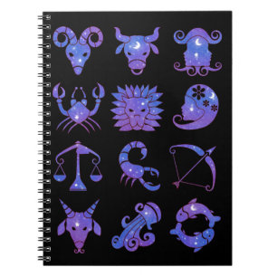 Cuaderno de Signos del Zodiaco en Azul Estrellado