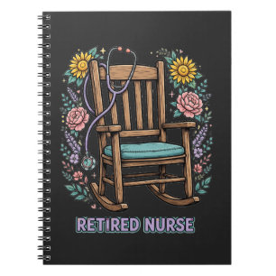 Cuaderno de silla mecedora de enfermera jubilada